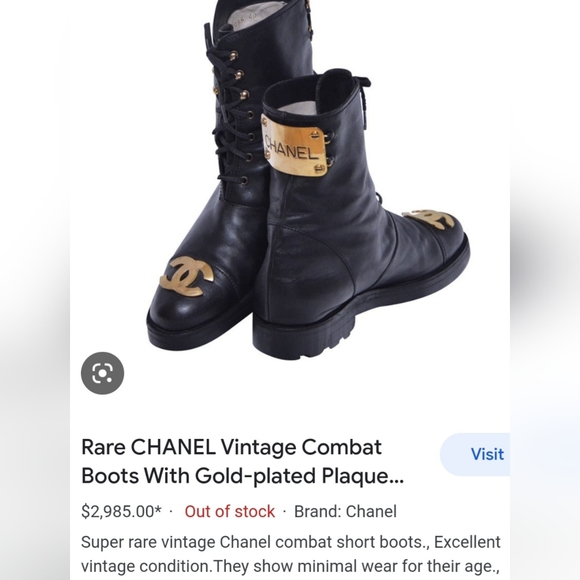 VINTAGE Chanel combat boots - Picture 7 of 9